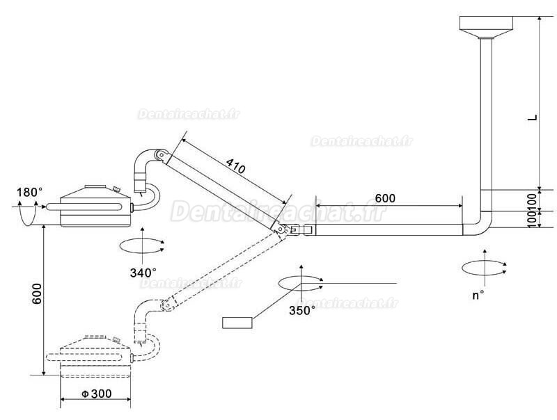 Lampe scialytique dentaire 72W, lampe opératoire à LED (monté au plafond)