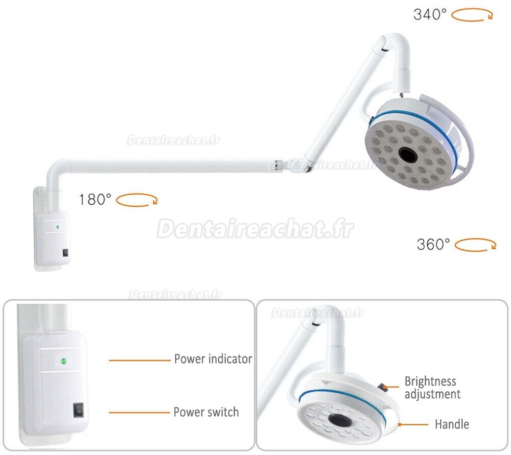 Lampe chirurgicale dentaire murale 72W, lampe opératoire scialytique dentaire