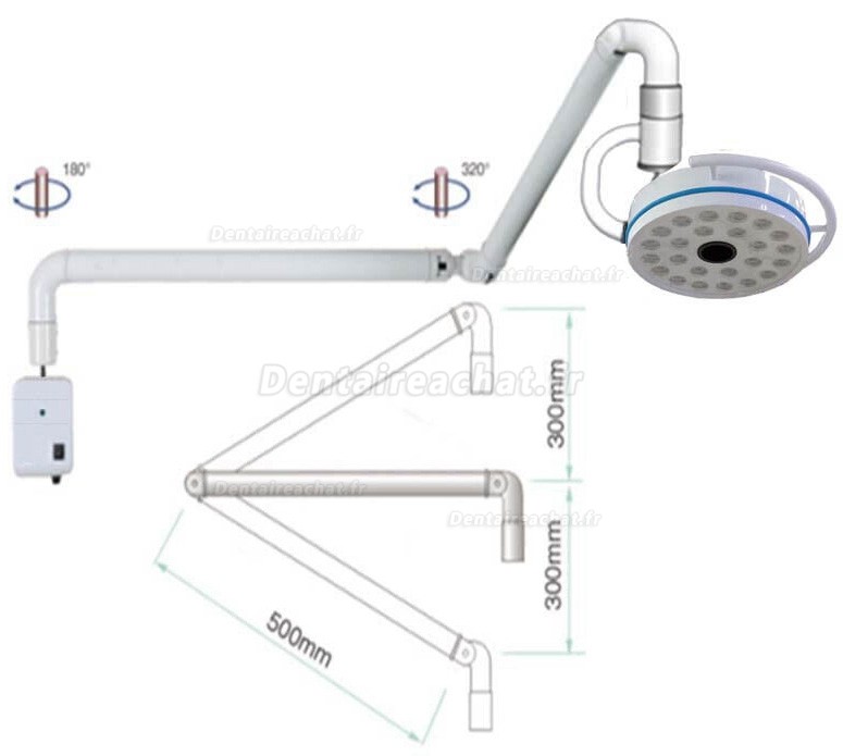 Lampe chirurgicale dentaire murale 72W, lampe opératoire scialytique dentaire