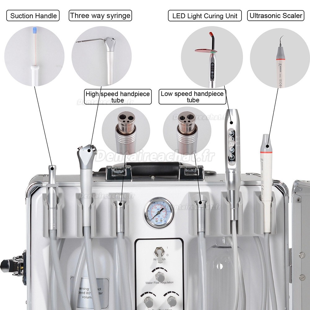 Unité dentaire mobile Getidy G13-B avec compresseur d'air + détartreur + lampe à polymériser 2/4H