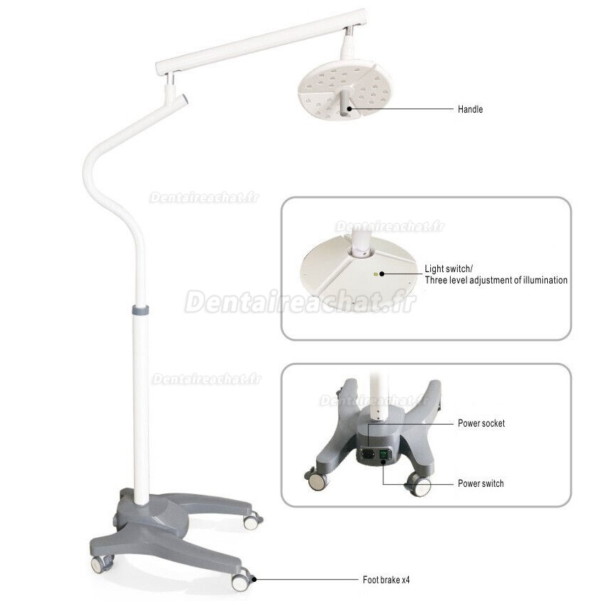 KWS KD2018-L1 36W Lampe chirurgicale dentaire à LED, scialytique opératoire dentiste (modèle à pied)