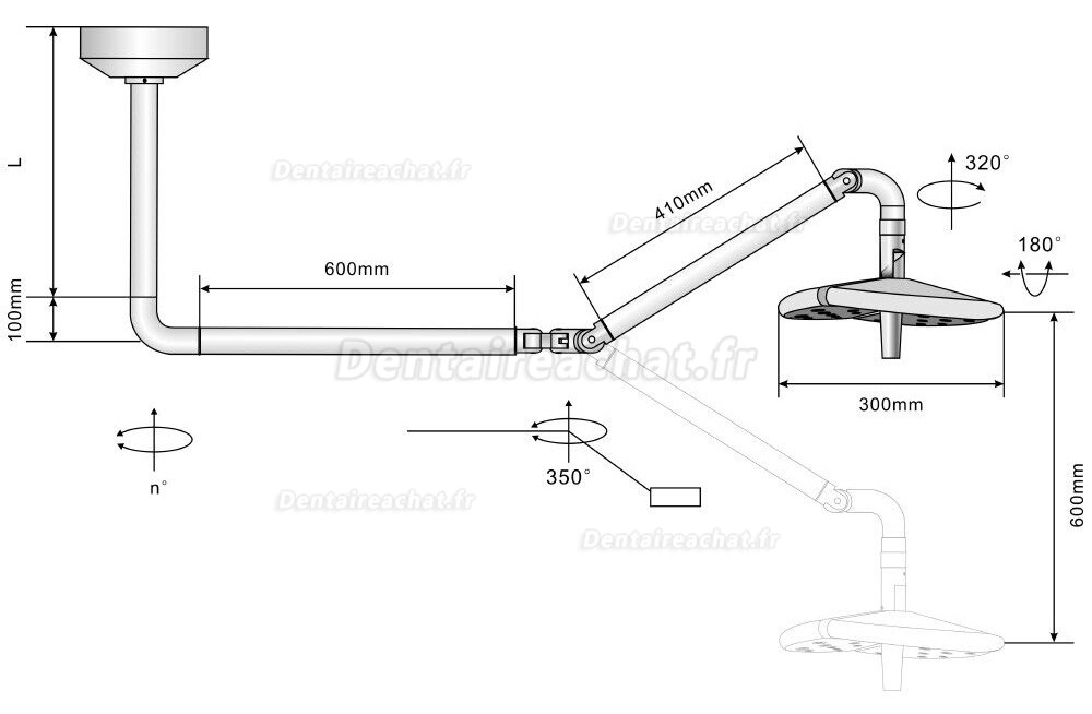 KWS KD-2018-D1 27 trous lampe scialytique dentaire, lampe opératoire dentiste (Interrupteur tactile, monté au plafond)