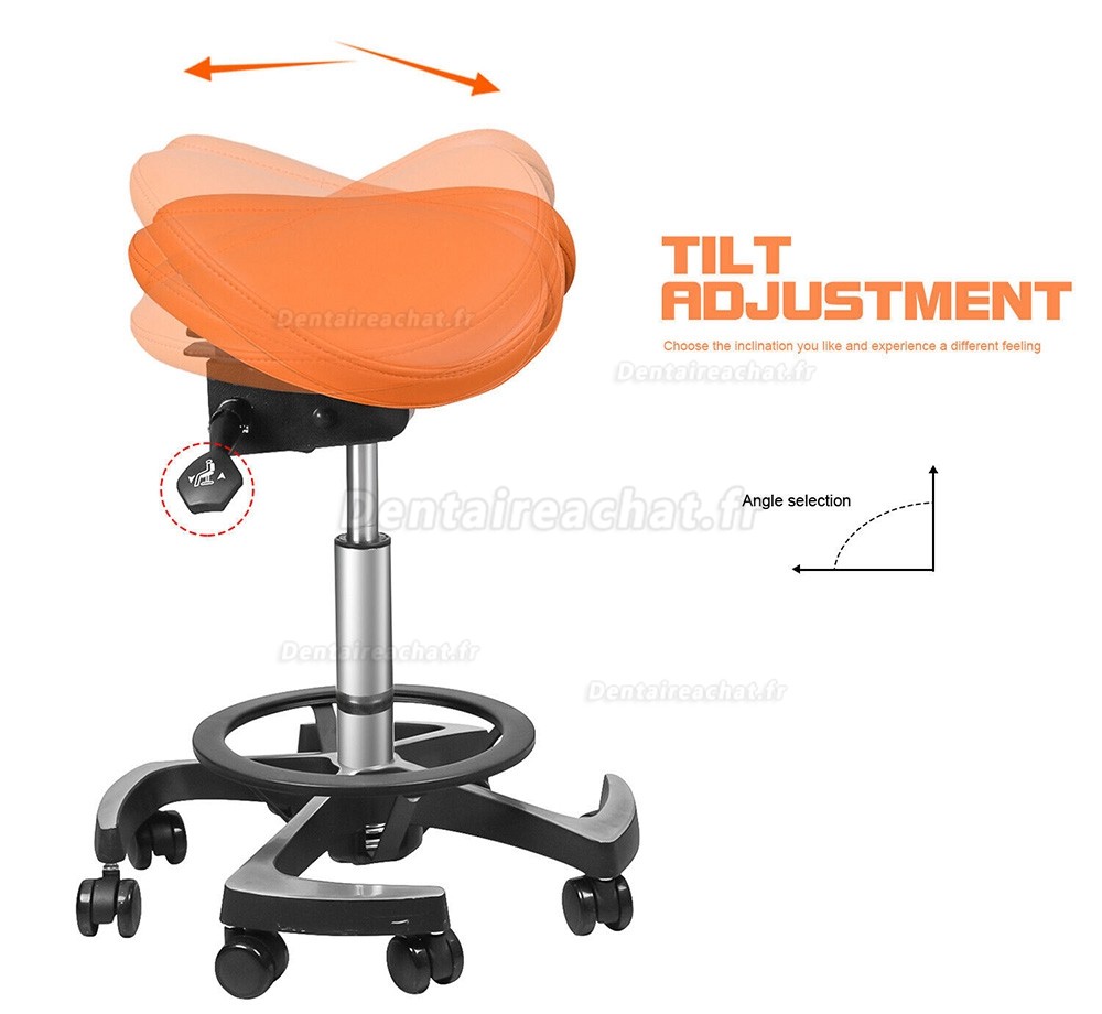 TYTC 096-2 Tabouret ergonomique dentiste, tabourets selle pour hygiénistes dentaires con avec commande au pied (9 couleurs)