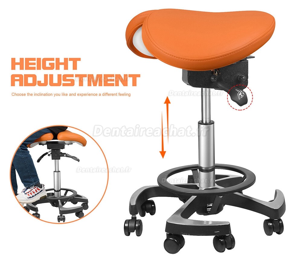 TYTC 096-2 Tabouret ergonomique dentiste, tabourets selle pour hygiénistes dentaires con avec commande au pied (9 couleurs)