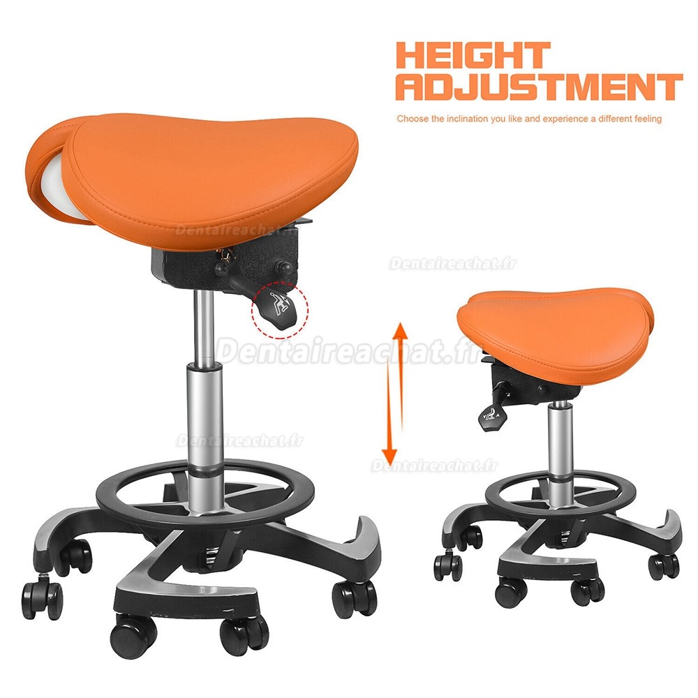 TYTC 096-2 Tabouret ergonomique dentiste, tabourets selle pour hygiénistes dentaires con avec commande au pied (9 couleurs)