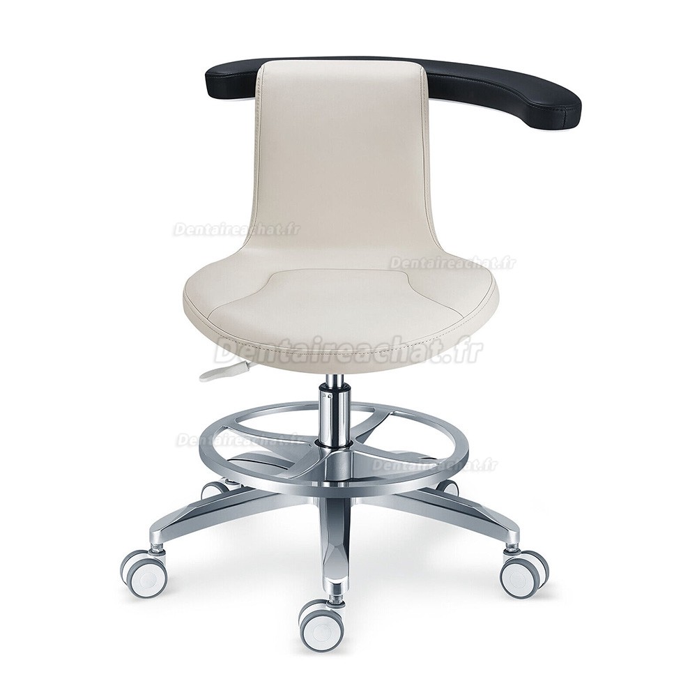 TYTC PLST-061 Tabouret hygiéniste dentaire, siège infirmière avec accoudoir + anneau de pied