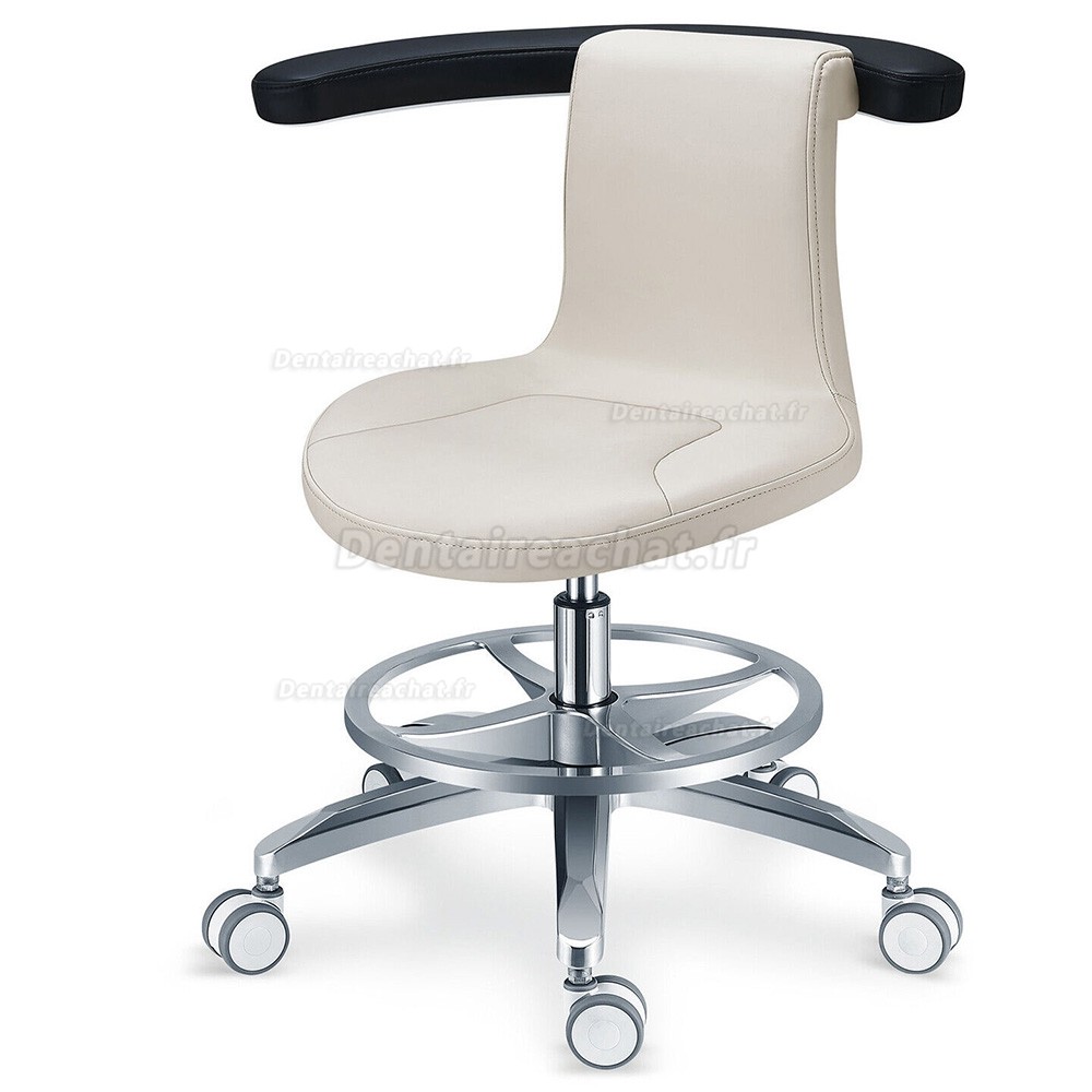 TYTC PLST-061 Tabouret hygiéniste dentaire, siège infirmière avec accoudoir + anneau de pied