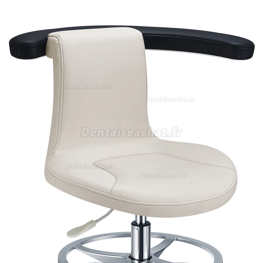 TYTC PLST-061 Tabouret hygiéniste dentaire, siège infirmière avec accoudoir + anneau de pied