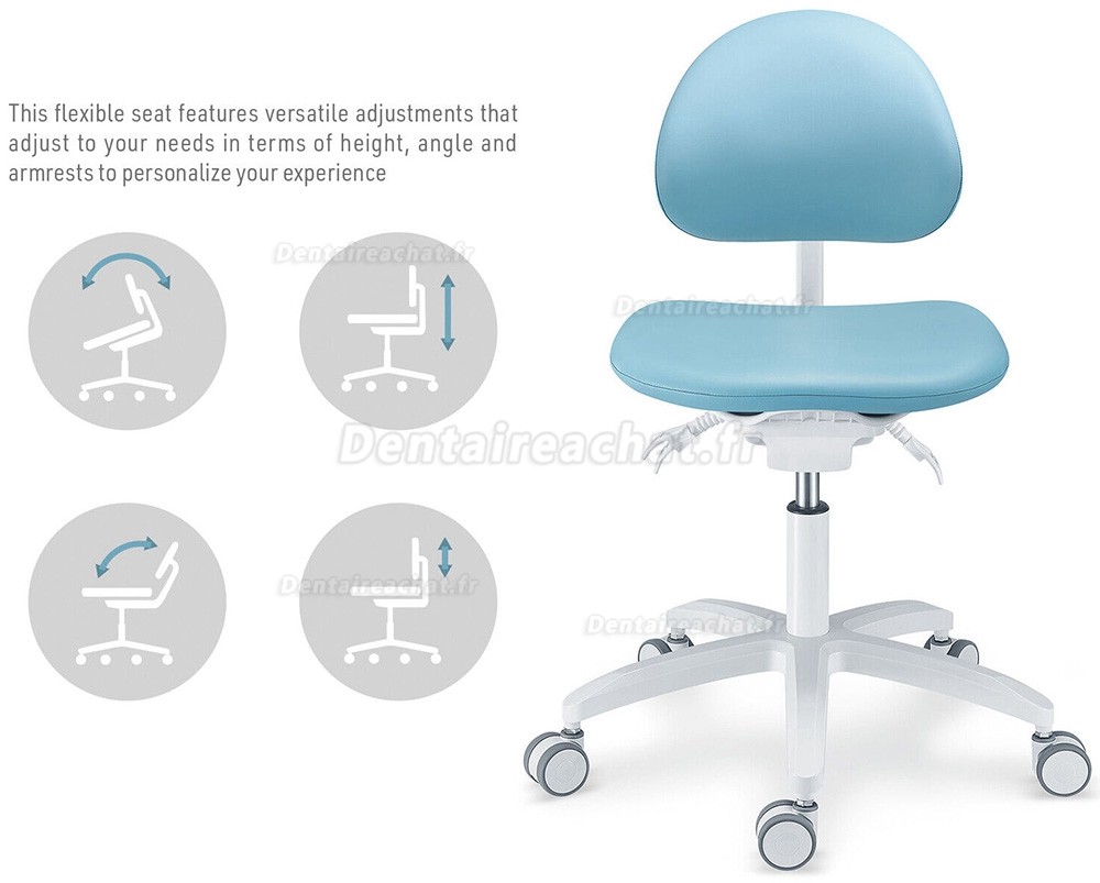 TYTC PLST-064-067 Siège assistante dentaire, tabouret ergonomique dentiste (Angles du siège et du dossier réglables)